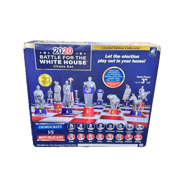 2020 Battle for the White House Chess Set Democrats vs Republicans COA NEW - Picture 1 of 4